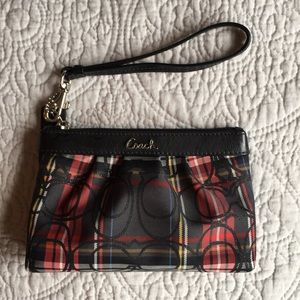 COACH tartan wristlet